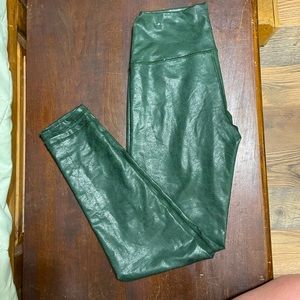 Woman’s Green Faux Leather Leggings- Aerie